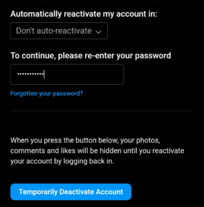 How to deactivate your Instagram account