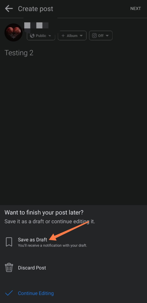 How to find saved draft posts on Facebook