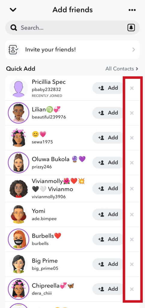 Remove Someone From Quick Add