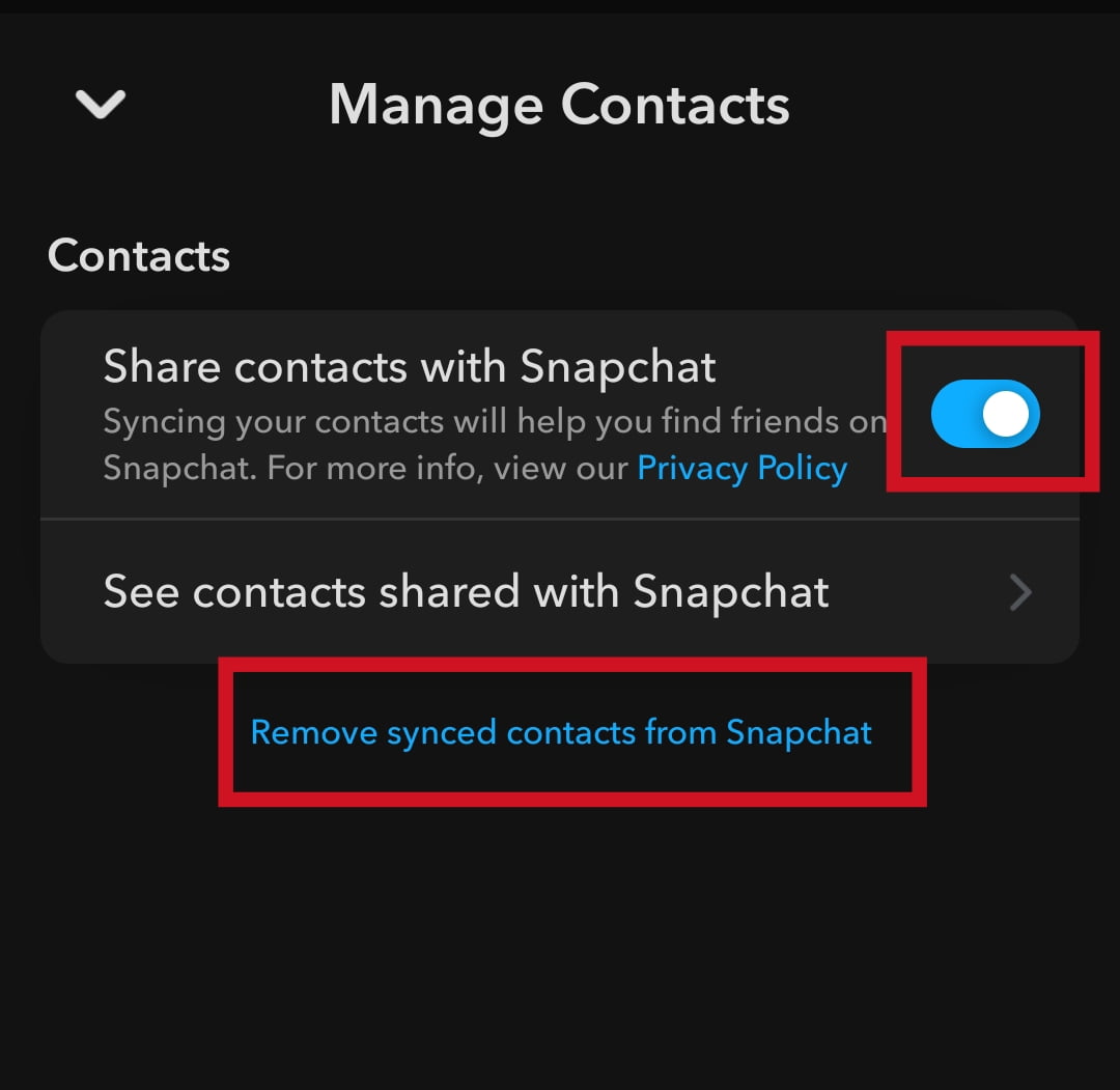Remove synced Contacts From Snapchat
