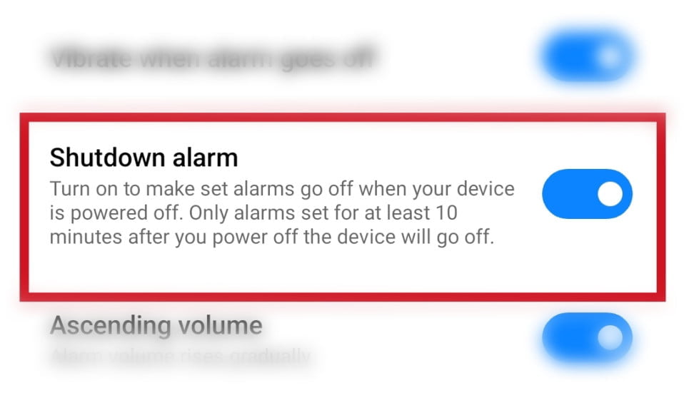 Shutdown alarm MIUI